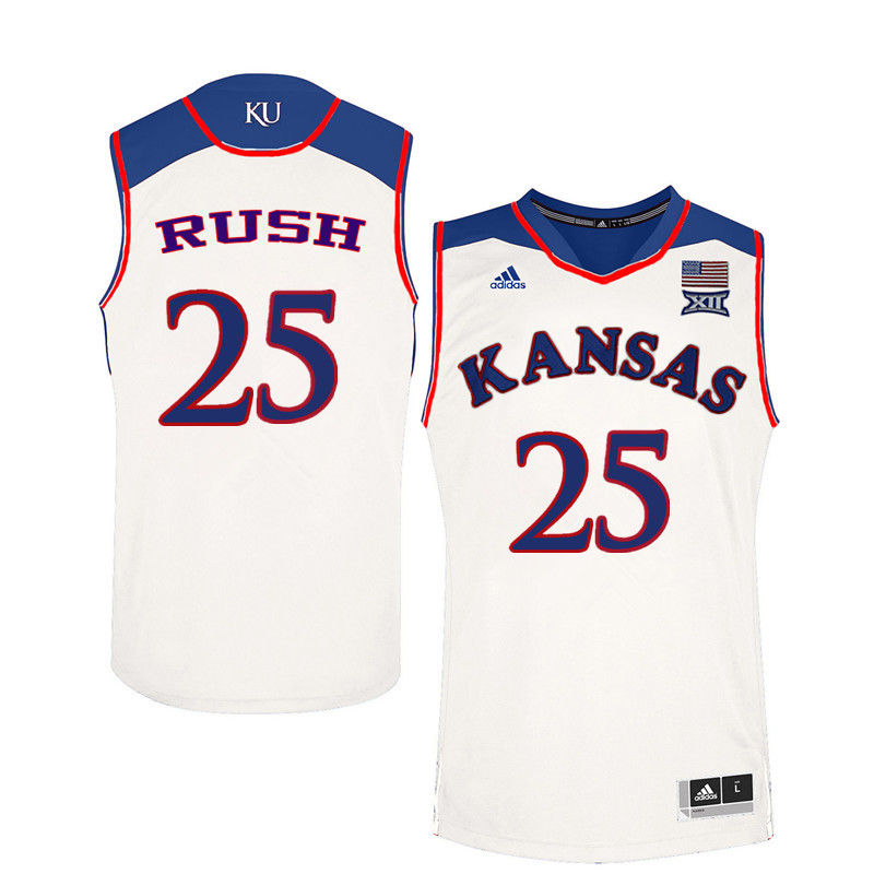 Men Kansas Jayhawks #25 Brandon Rush College Basketball Jerseys-White